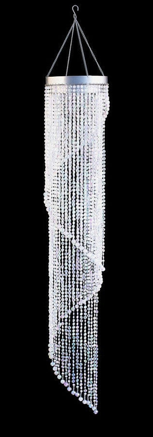 4' Iridescent Clear Diamond Cut Spiral Beaded Chandelier