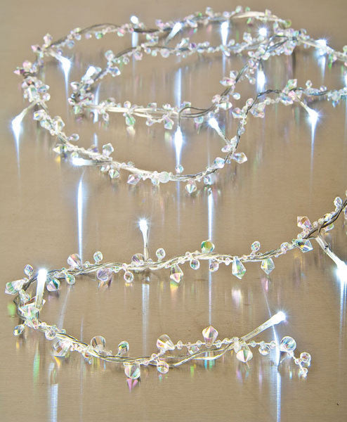 Acrylic Iridescent Crystals & Beads LED Lighted Garland -- 5 Feet Long -- Battery Operated