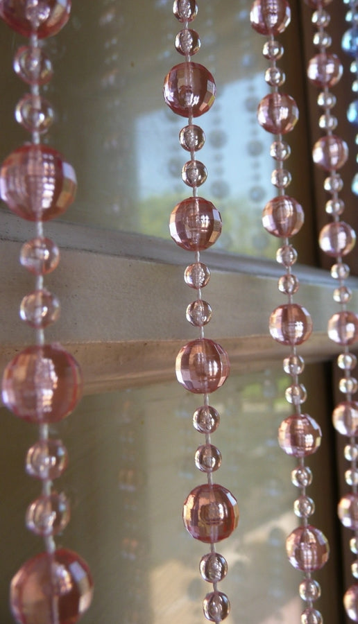 6' Victorian Rose Pink Mini Balls Beaded Curtain