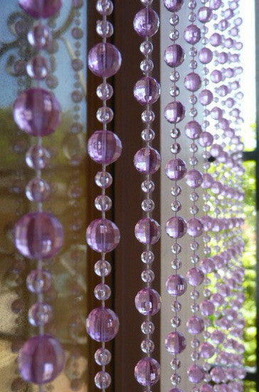 6' Beaded Curtain Lavender, Light Purple Mini Balls