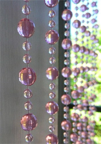 8' Antique Rose Pink Mini Balls Beaded Curtain