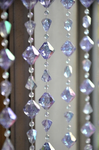 6' Lavender Gemstone Shape Beaded Curtain