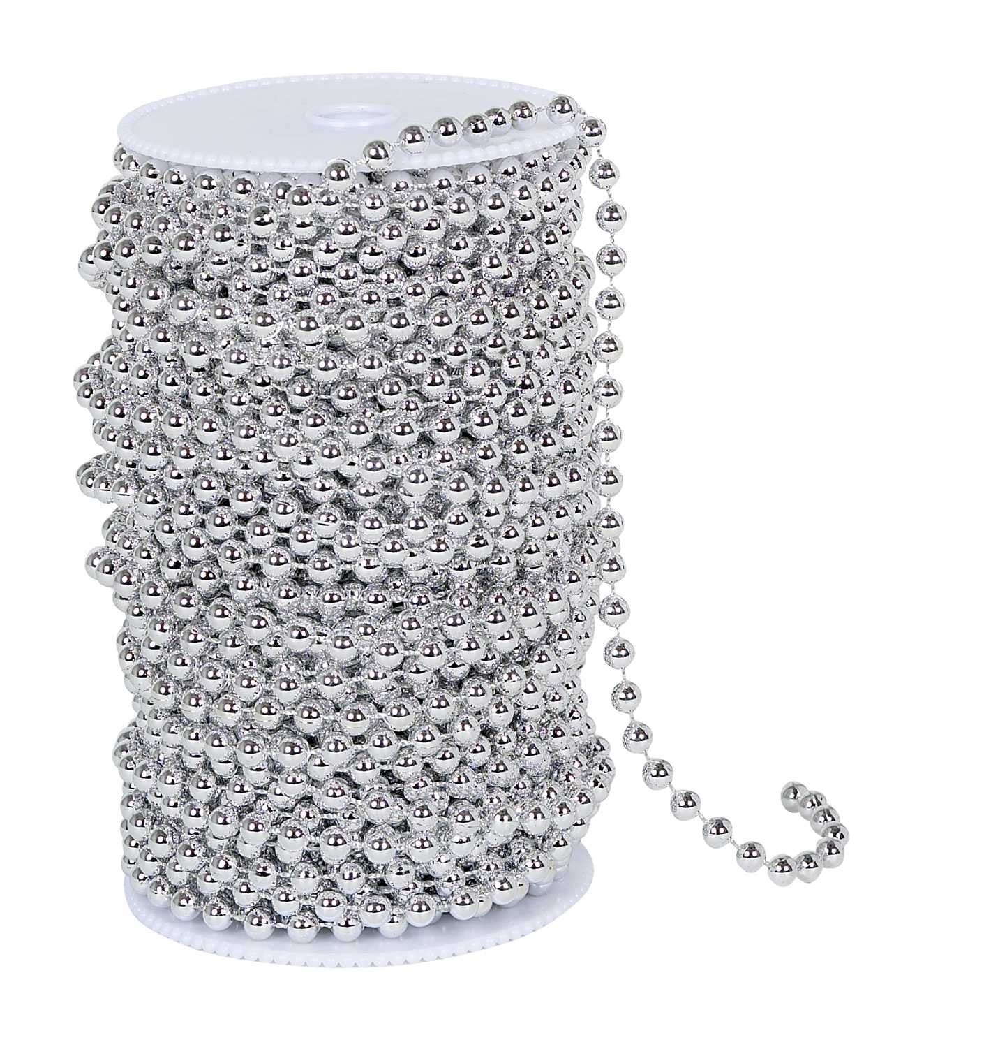 99 Feet Metallic Silver Beads on Spool -- Round Balls