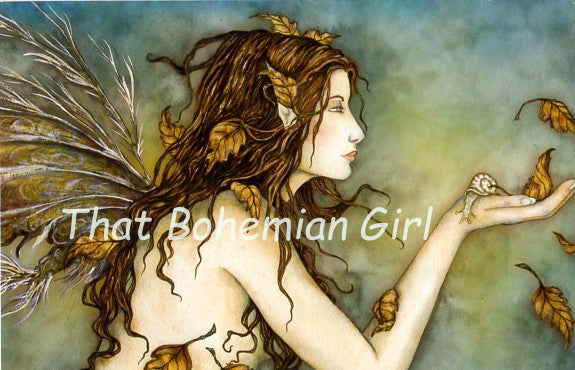 Amy Brown Autumn Whispers Fairy + Snail Note Card