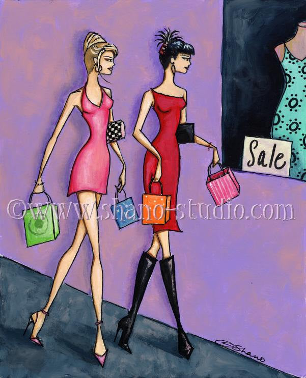 Shano Bargain Shoppers Giclee Print, Hand Signed and Dated