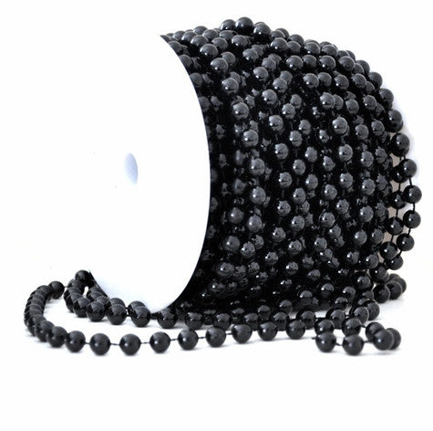 66 Feet of 6mm Black Round Beads on Spool