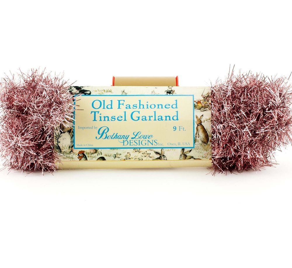 Bethany Lowe Old Fashioned Rose Pink Tinsel Garland
