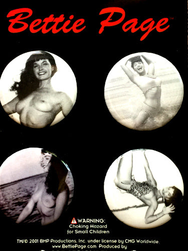 Bettie Page Black and White Pin Set