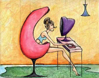 Art by Shano Female Contemporary Modern Computer Geek Mouse Pad