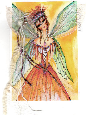 Sherri Baldy Altered Art Fairy Queen Signed Hand Embellished Greeting Card