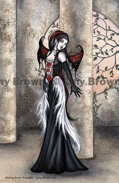Amy Brown Gothic Hiding from Daylight Vampire Fairy  5x7 Art Magnetic Print