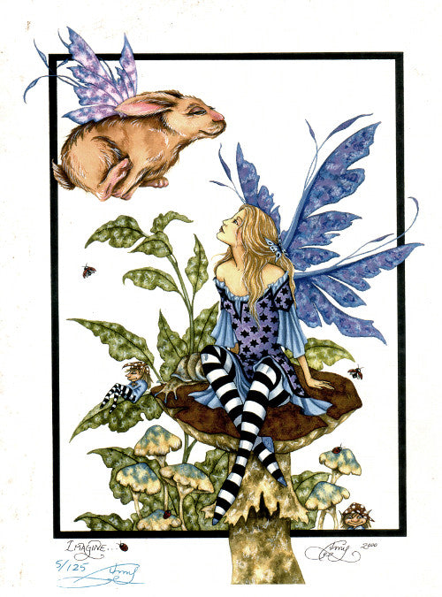 Amy Brown Imagine Fairy and Bunny Print, Very Rare Limited Edition
