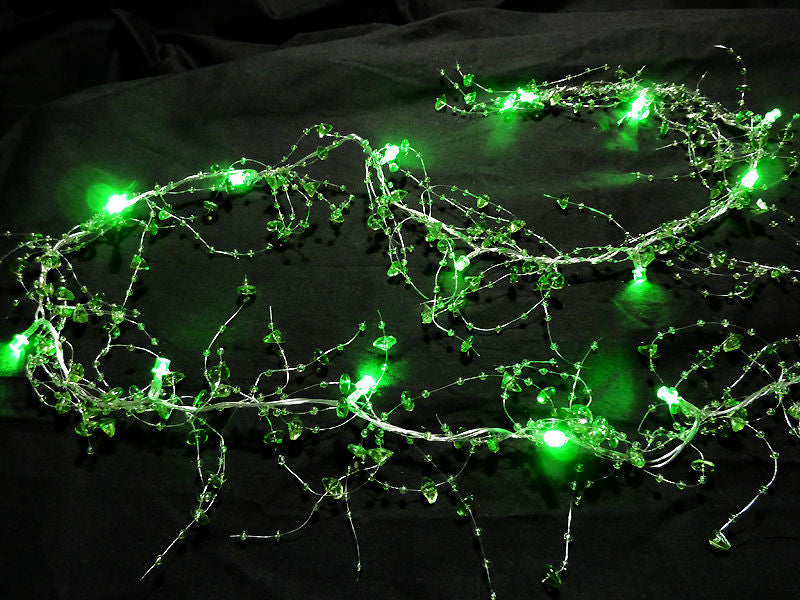 Lime Green LED Beaded Garland Strand -- Battery Operated