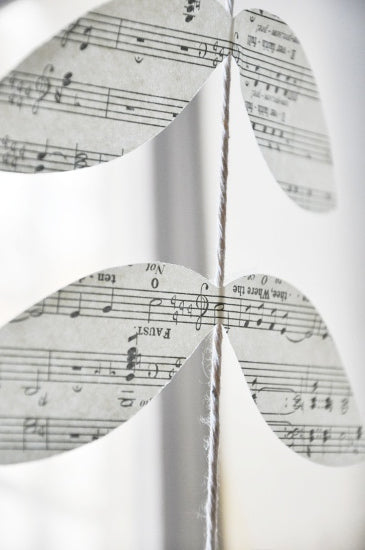 Paper Leaf Vintage Style Music Sheet Garland