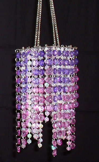 Hand Beaded Chandelier -- Purple & Pink -- 20 Inches Long