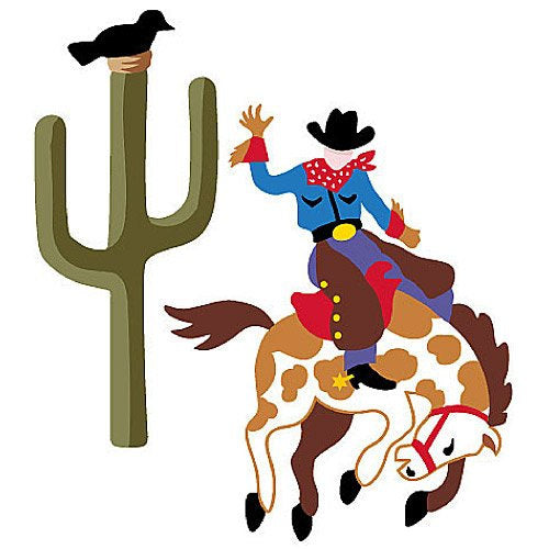 Wallies Olive Kids Ride'm Cowboy and Cactus Wallpaper Cutouts