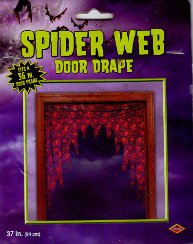 Halloween Spider Web Black Orange Door Drape