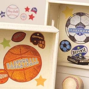 Wallies Peel and Stick Sports Stamps Vinyl Decals