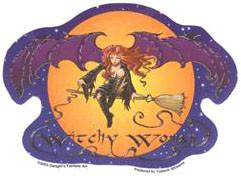 Witch Fairy Woman on Broom Sticker Decal