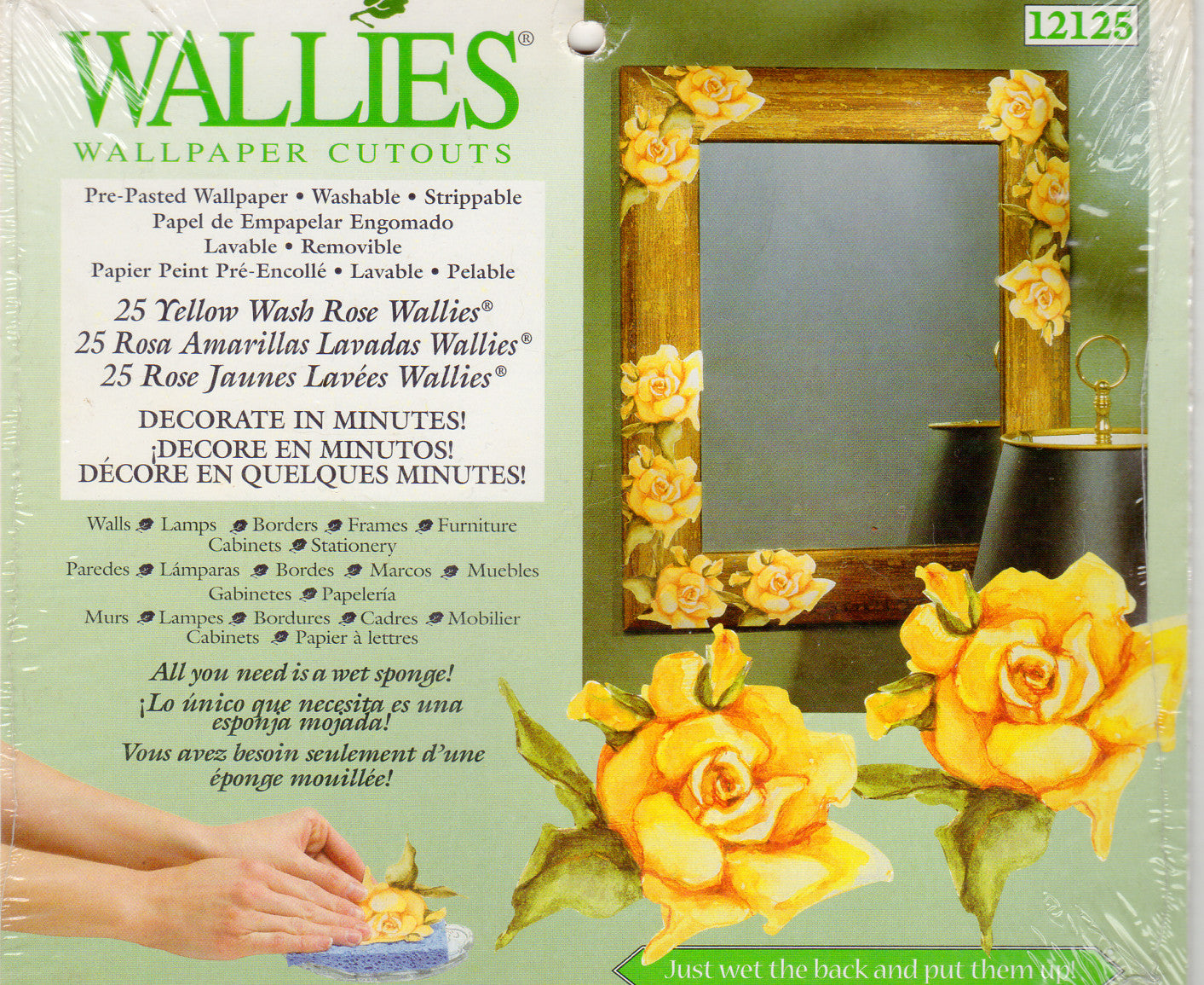 Wallies Yellow Wash Roses Wallpaper Cutouts
