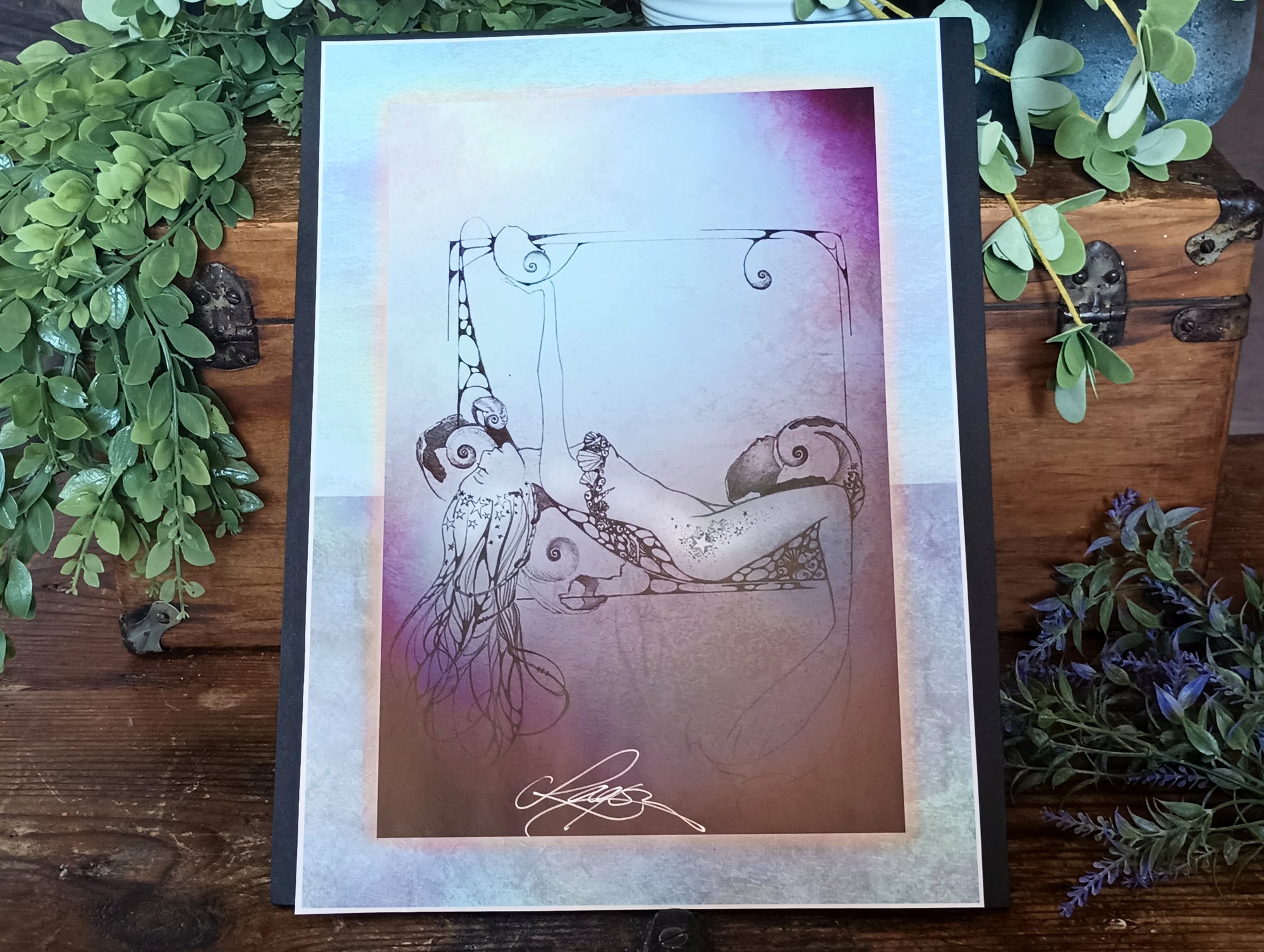 Ragen Mendenhall Star Mermaid Vintage Signed Print