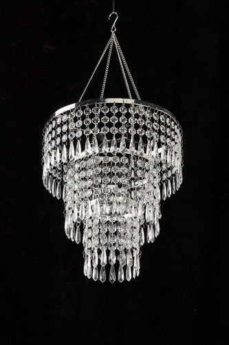 LED Battery Operated Hand Beaded Vintage Style Clear Chandelier