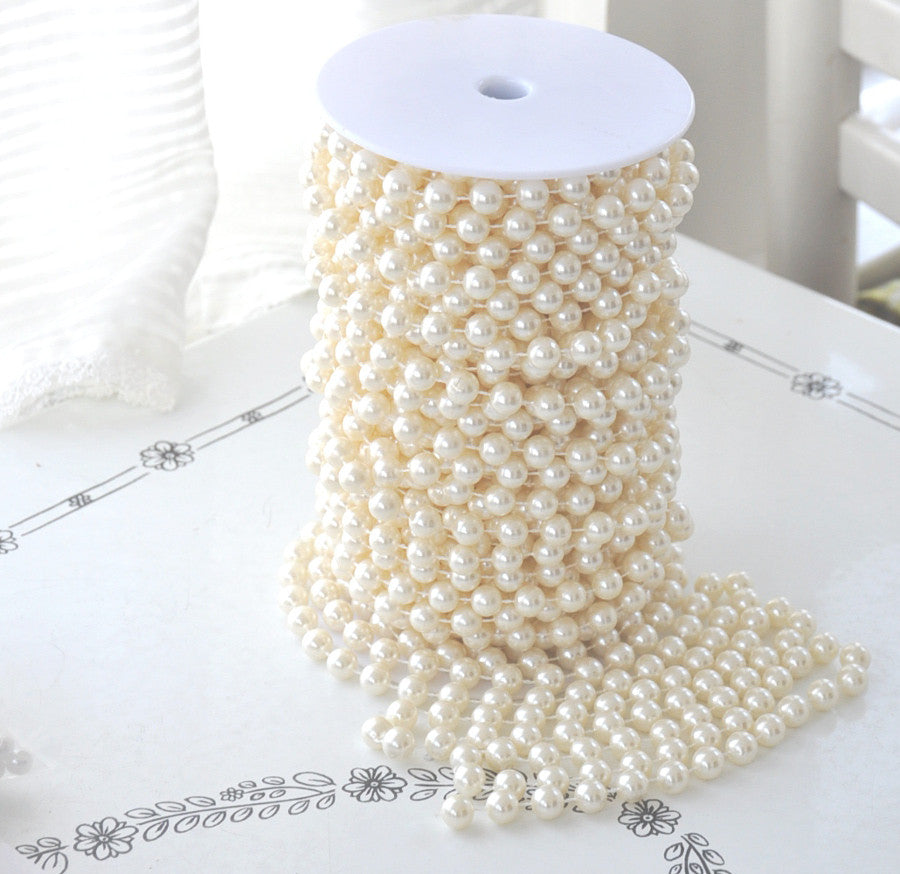 12mm Ivory Pearl Bead Spool -- Roll of Beads Beaded Garland