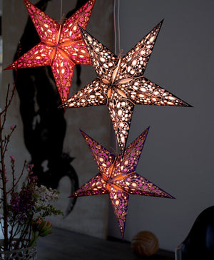 24" Paper Starlightz Lamp -- Mercury Orange Star Lantern