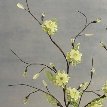 Green Glass Beaded Zinnia Flower Branch