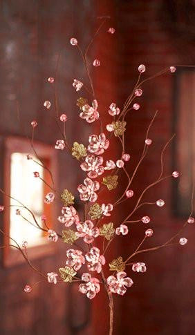 Pink Beaded Potentilla Flower Branch