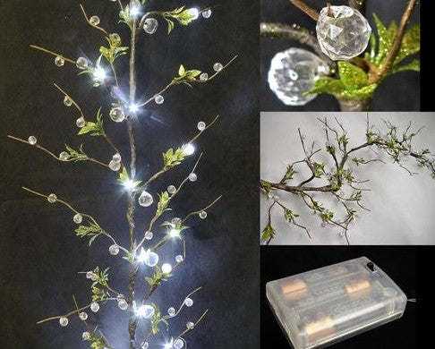 Battery Operated Clear LED Beaded Willow Garland, 4 Feet Long