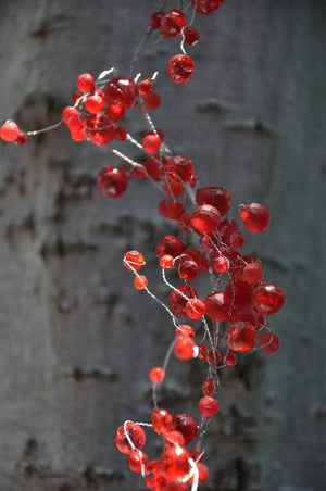 Red Beaded Wire Garland -- 4 Feet Long