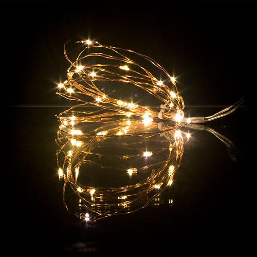 6.5' Bendable Copper Wire Warm White Tiny String Lights -- Battery Operated