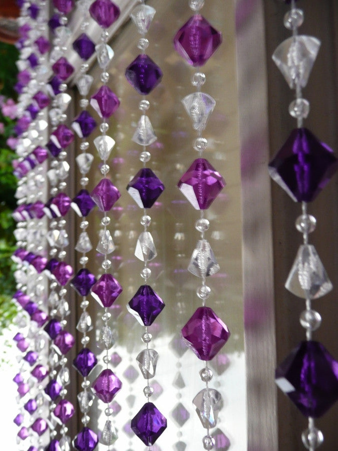 8' Multi Purple Gemstone Bi Cone Shape Beaded Curtain