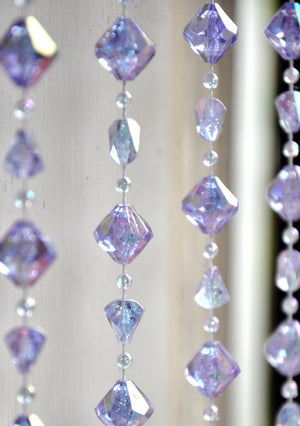6' Lavender Gemstone Shape Beaded Curtain