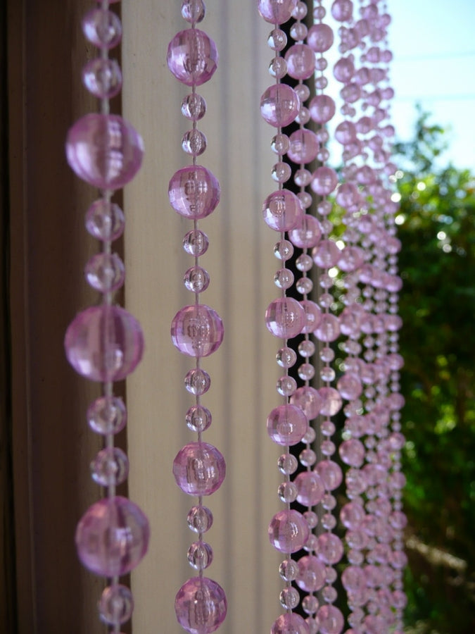 6' Long Beaded Curtain, Random Pink Mini Balls - That Bohemian Girl