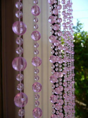 6' Long Beaded Curtain, Random Pink Mini Balls