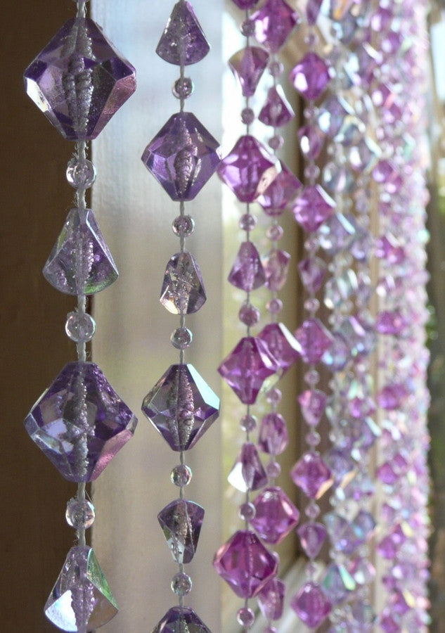 8' Violet and Lavender Gemstone Shape Beaded Curtain