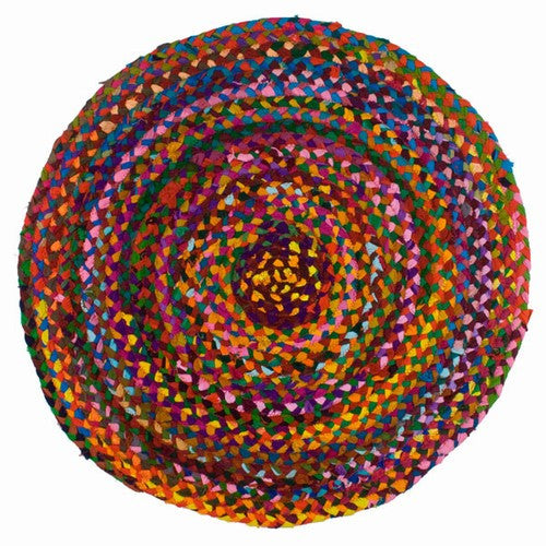 Bohemian Round Braided Rug -- 23 Inches in diameter
