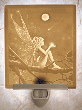 David Delamare Catch a Falling Star Fairy Porcelain Lithophane Night Light -- Flat