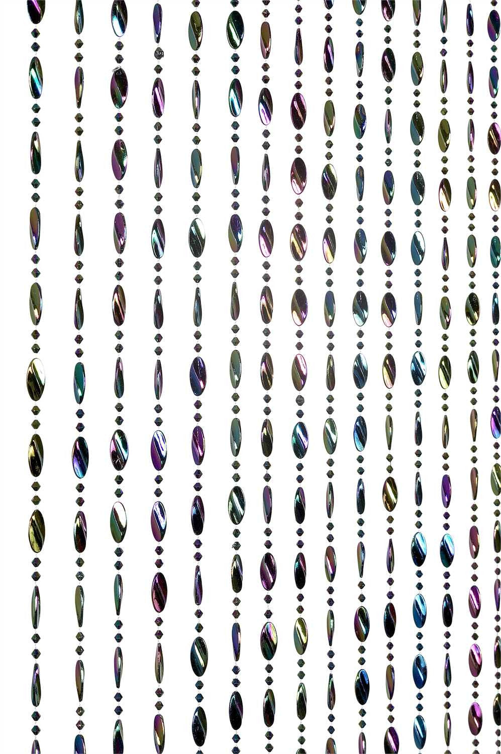 8' Long Iridescent Black Swirl Beaded Curtain