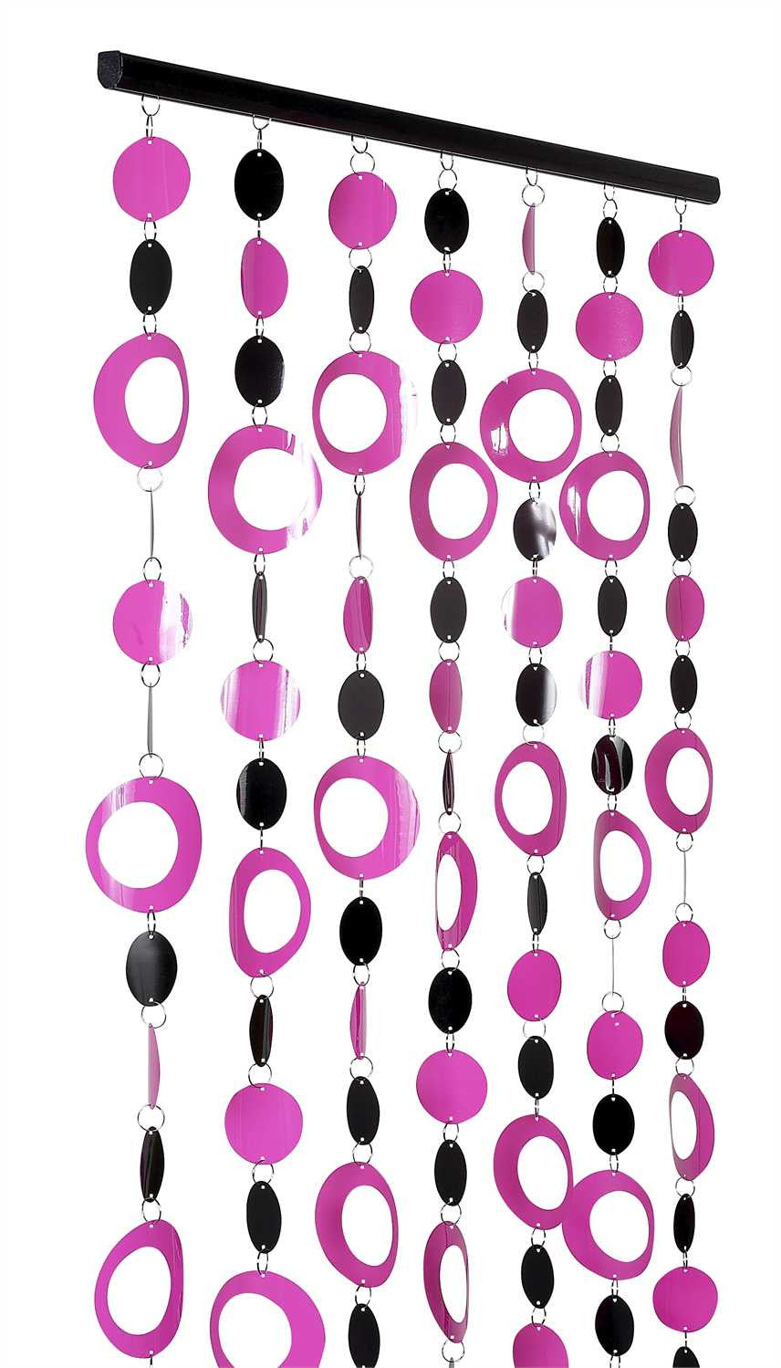 6' Pink + Black Retro PVC Circles Curtain