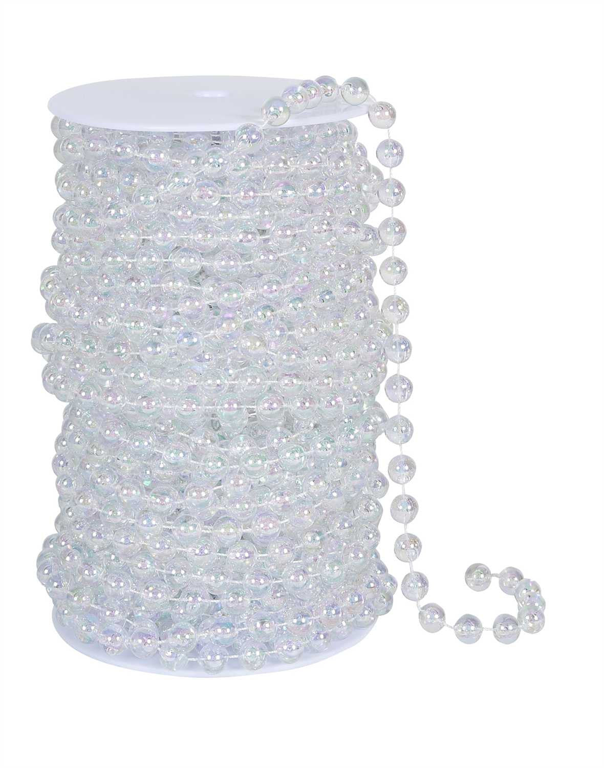10mm Iridescent Clear Round Beads on a Spool, 66 Feet