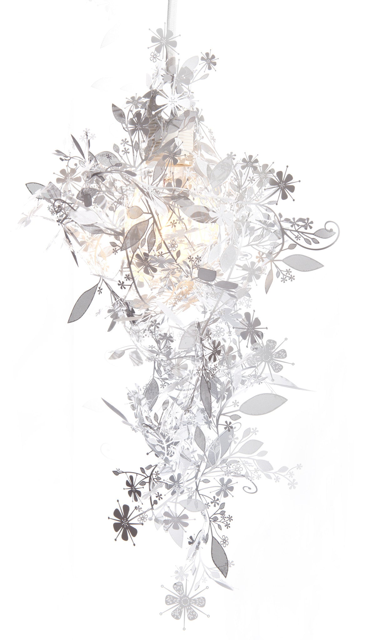 Tord Boonjtes White Metal Chrome Plated Floral Garland Lamp by Artecnica