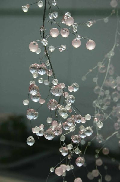 Pink + Clear + Frosted Beaded Wire Garland -- 4 Feet Long