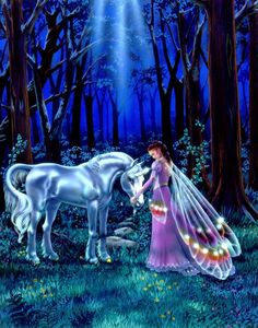 Susan Dawe Beneath the Faerie Moon Unicorn Greeting Card