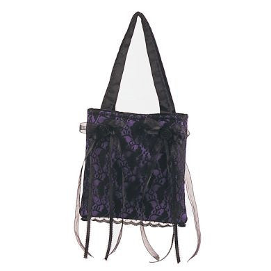 Demonia Gothic Purple with Black Lace and Satin Bag Purse