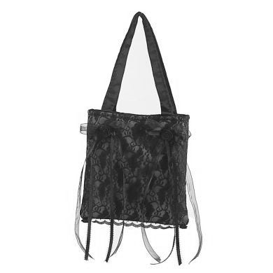 Demonia Gothic Black  Lace and Satin Purse Bag