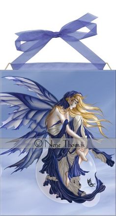 Nene Thomas Ceramic Tile Art -- Blue Dream Fairy -- Retired
