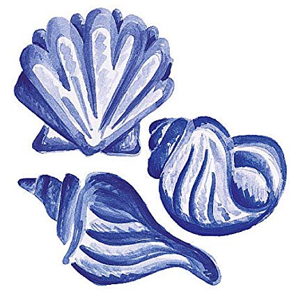 Wallies Blue Sea Shells Wallpaper Cutouts